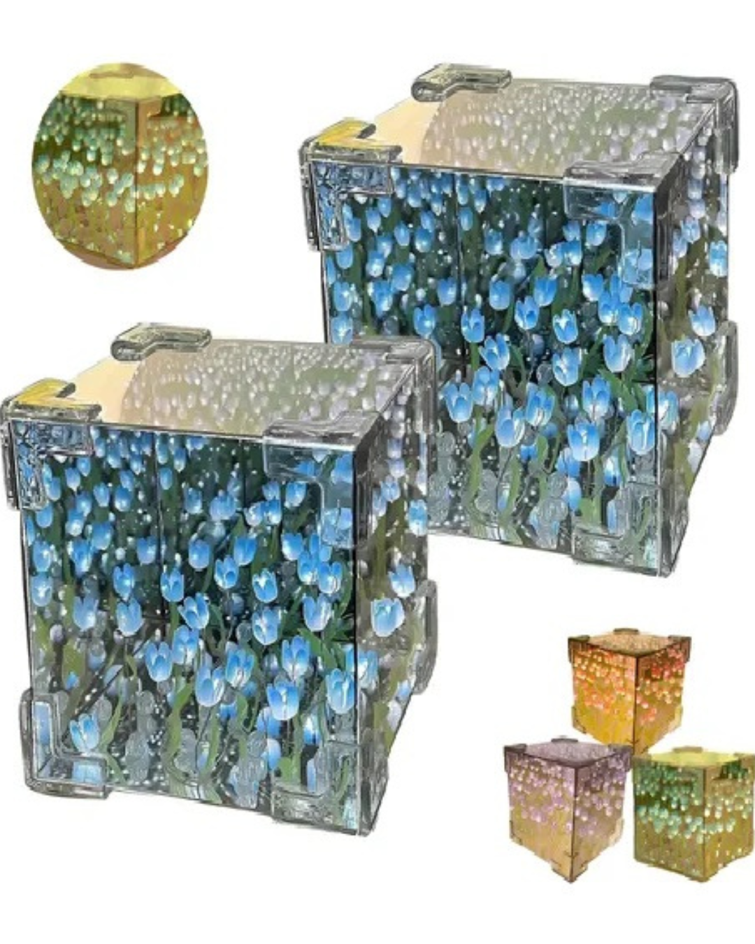 LAMPARA ESPEJO DE TULIPANES INFINITOS MULTICOLOR