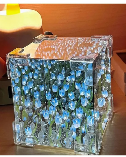 LAMPARA ESPEJO DE TULIPANES INFINITOS MULTICOLOR